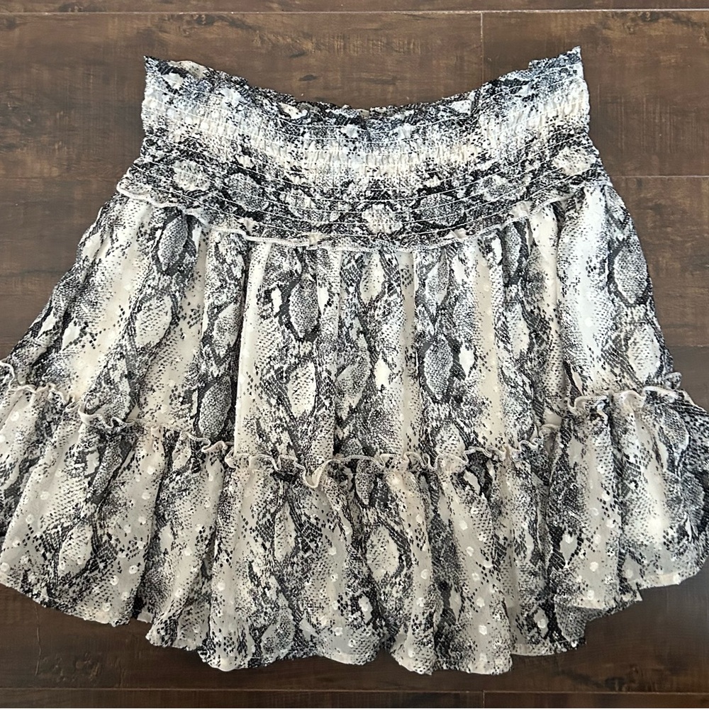 Altar'd State Black and Cream Snake Print Mini Skirt